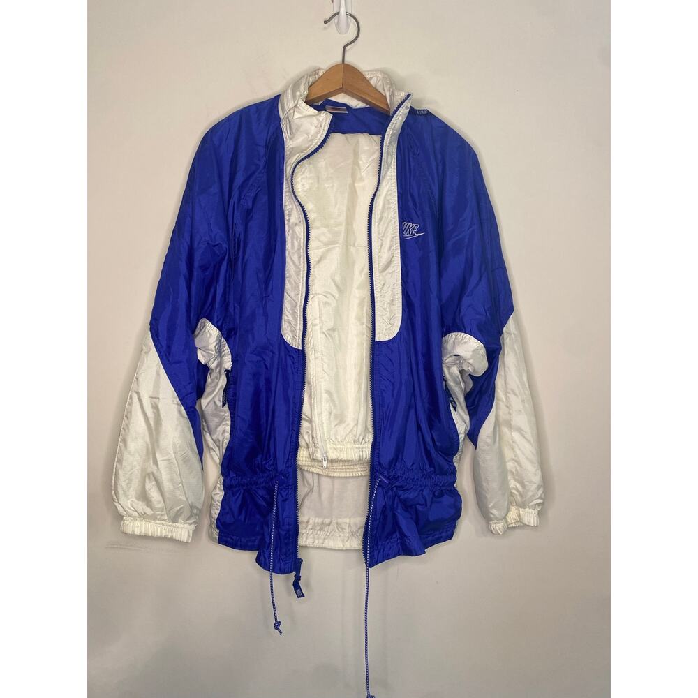Vintage Womens Nike Windbreaker Jacket Pants Track Suit SET Blue White Medium 8